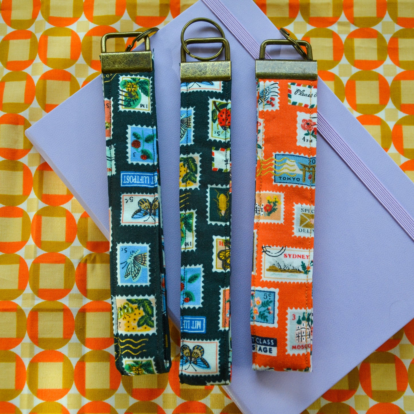 Travel Stamps puffy wrist lanyard