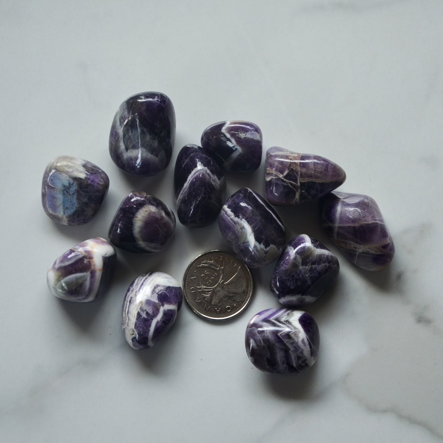 CHEVRON AMETHYST TUMBLED STONE
