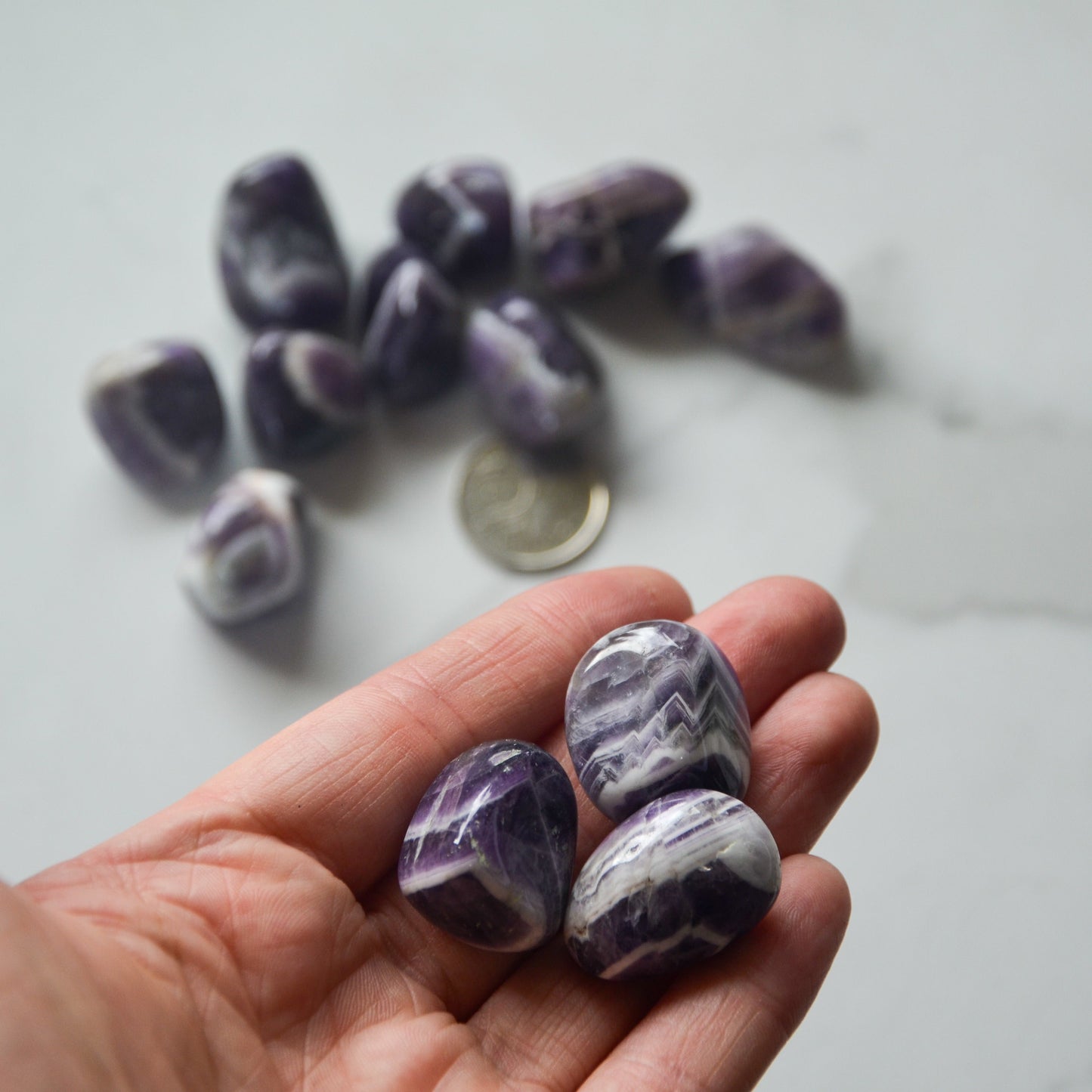 CHEVRON AMETHYST TUMBLED STONE