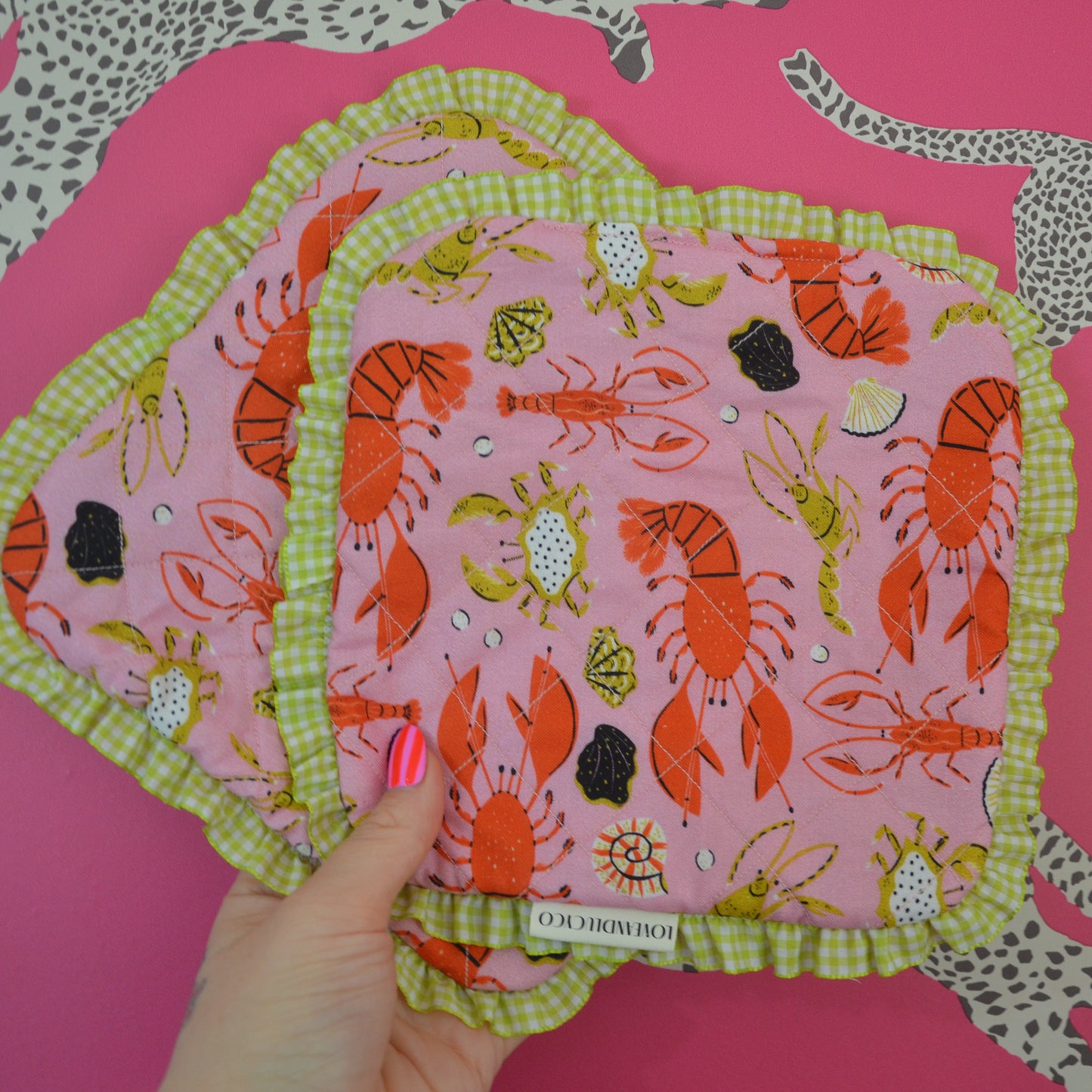 Pink Sea Pot Holders Set